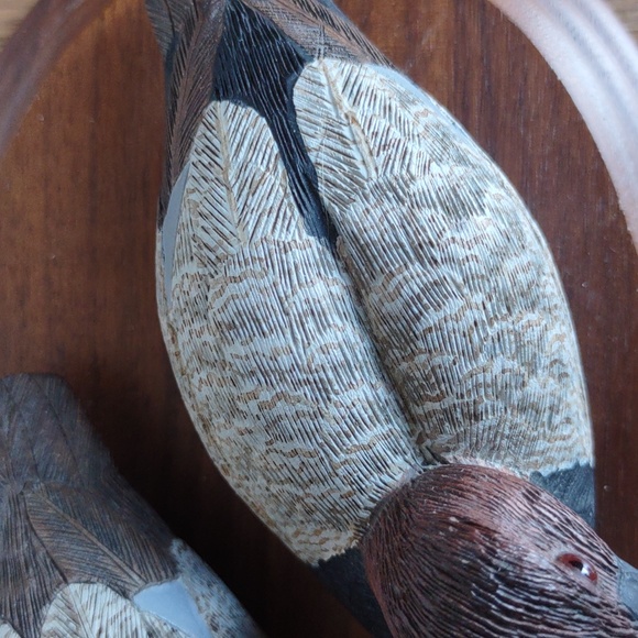 Vintage Hand Carved Small Wood Ducks on Base - Picture 6 of 6